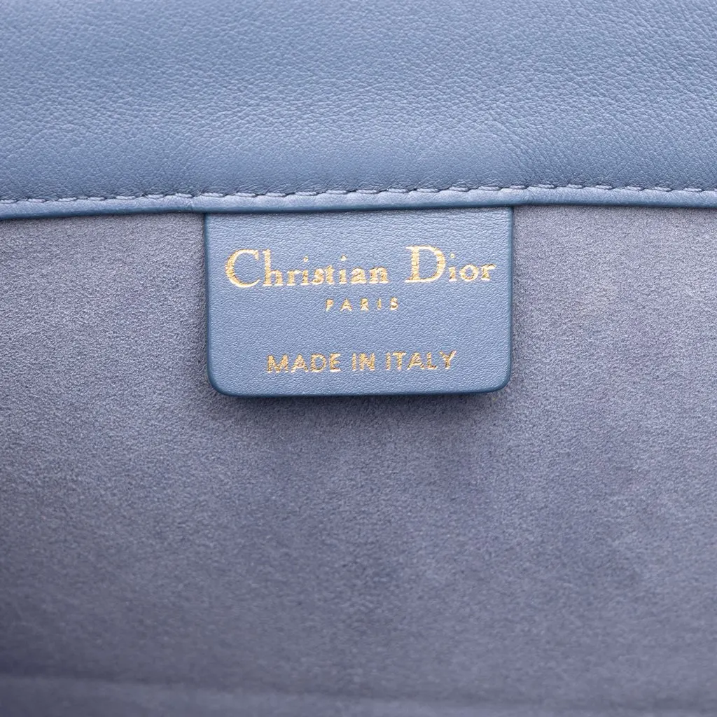 Dior Medium Embossed Leather Book Tote Blue Leather Good - Box View