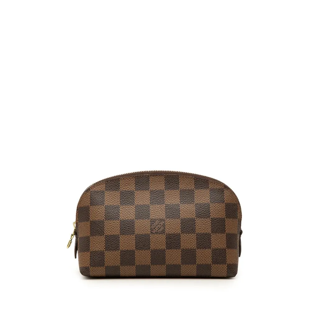 Louis Vuitton Damier Ebene Cosmetic Pouch Brown Canvas Very good - Front View
