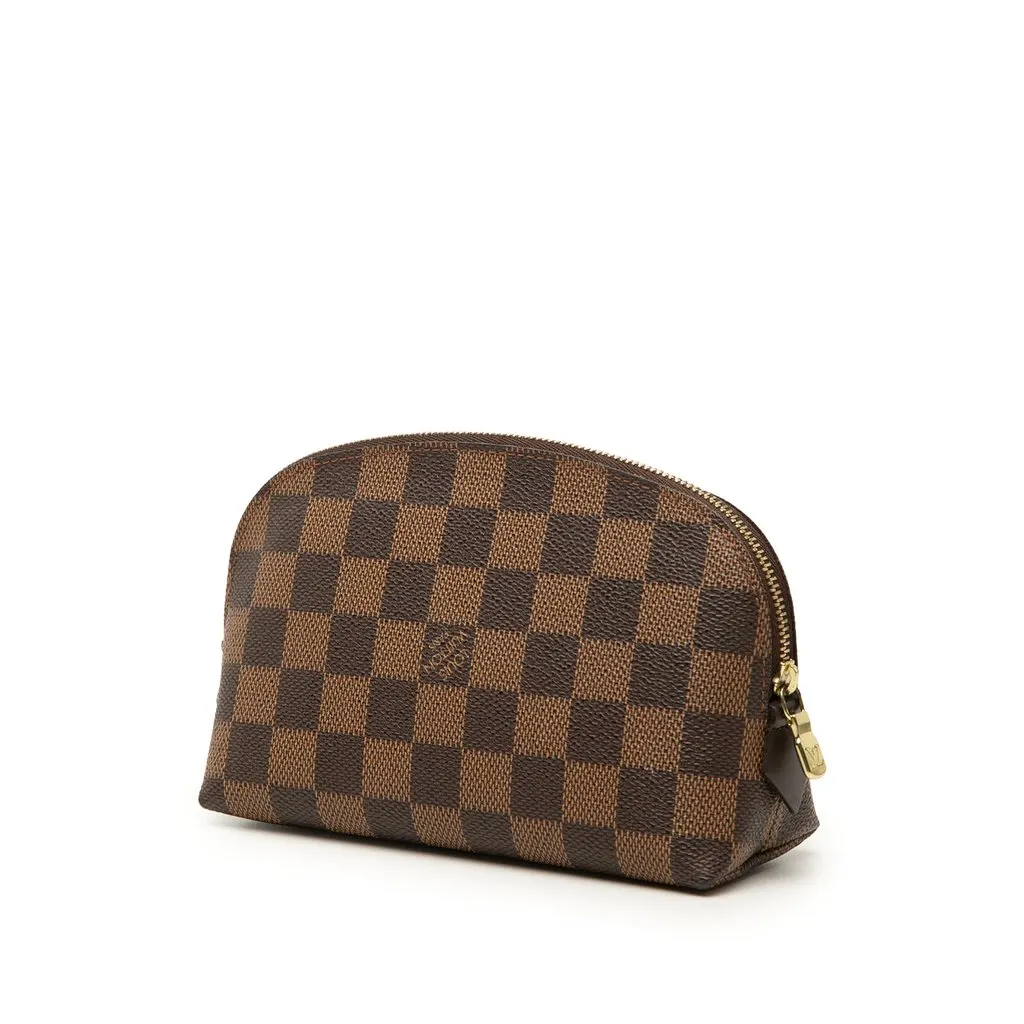 Louis Vuitton Damier Ebene Cosmetic Pouch Brown Canvas Very good - Back View