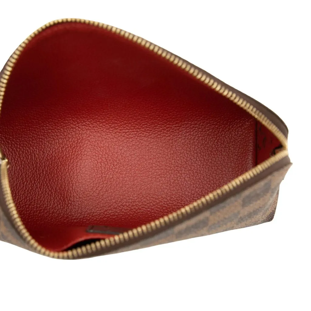 Louis Vuitton Damier Ebene Cosmetic Pouch Brown Canvas Very good - Model View