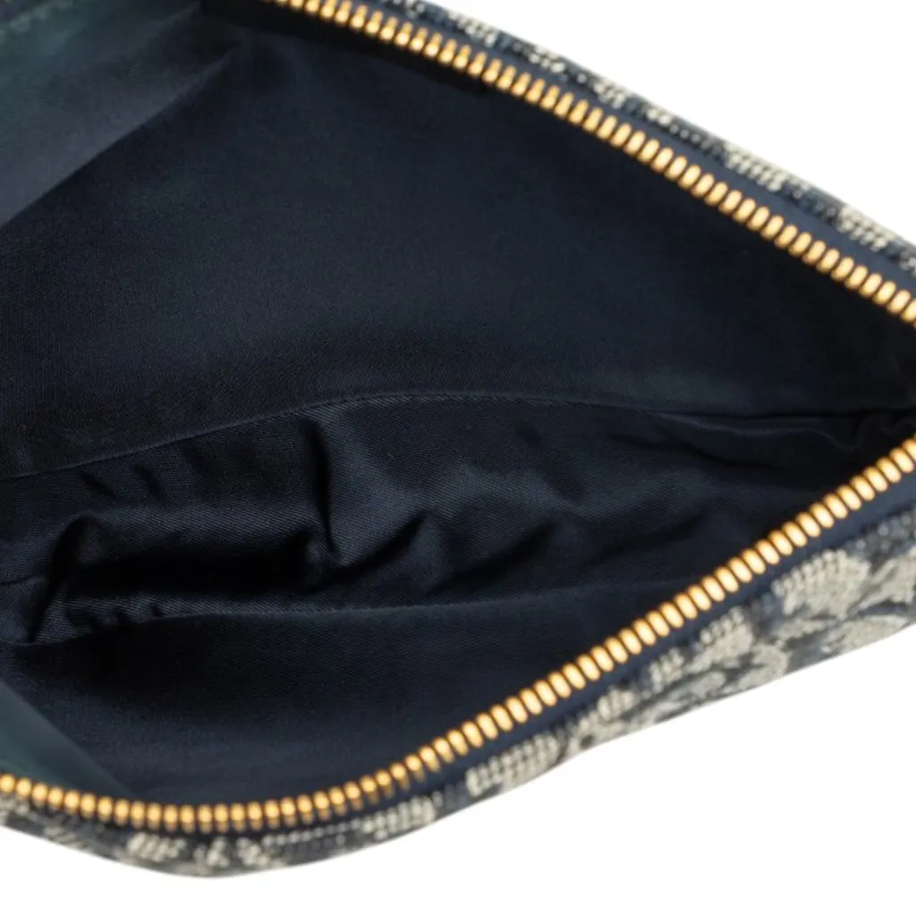 Dior Mini Diorissimo Canvas Saddle Pochette Blue Very good - Model View