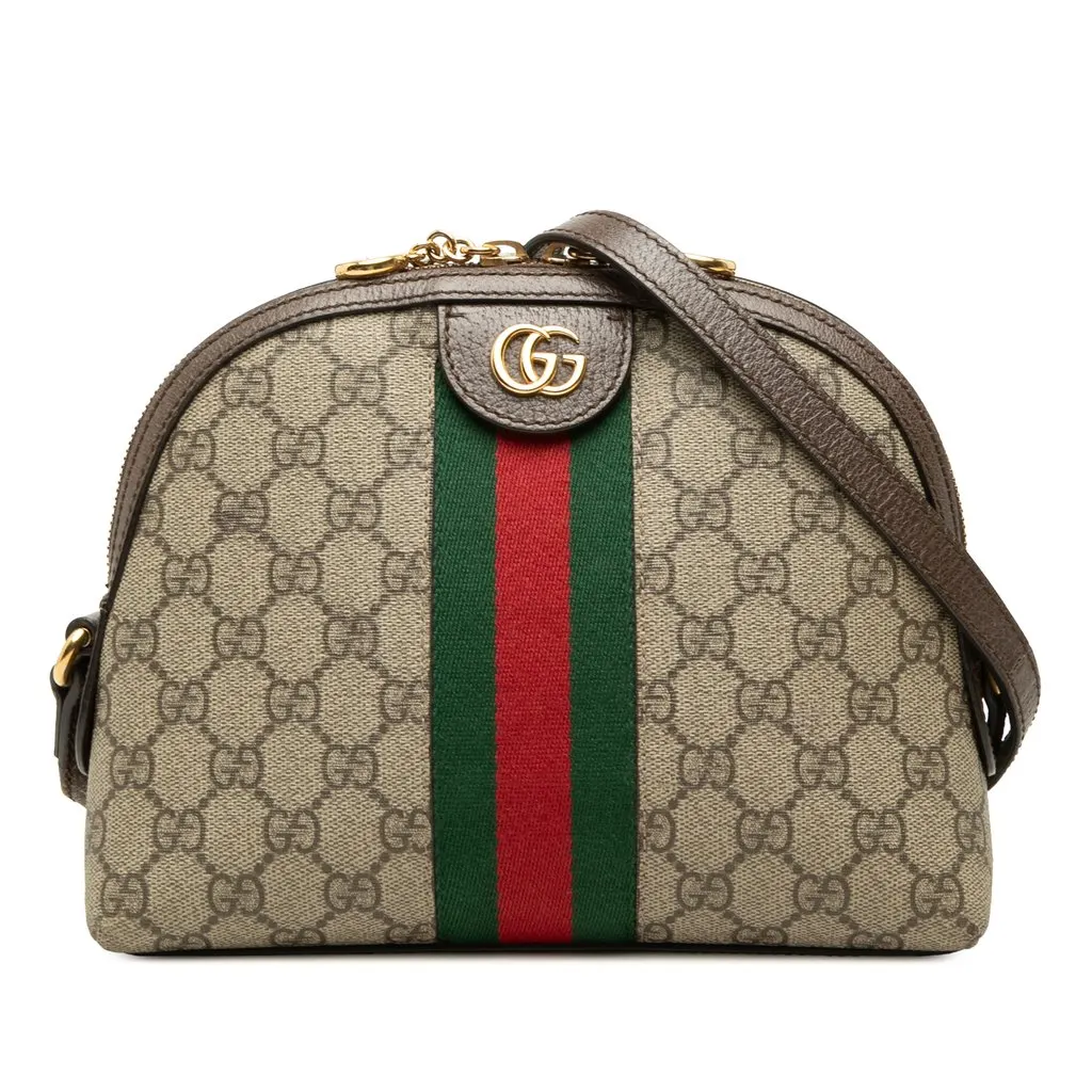 Gucci Small GG Supreme Web Ophidia Dome Crossbody Beige Canvas Good - Front View