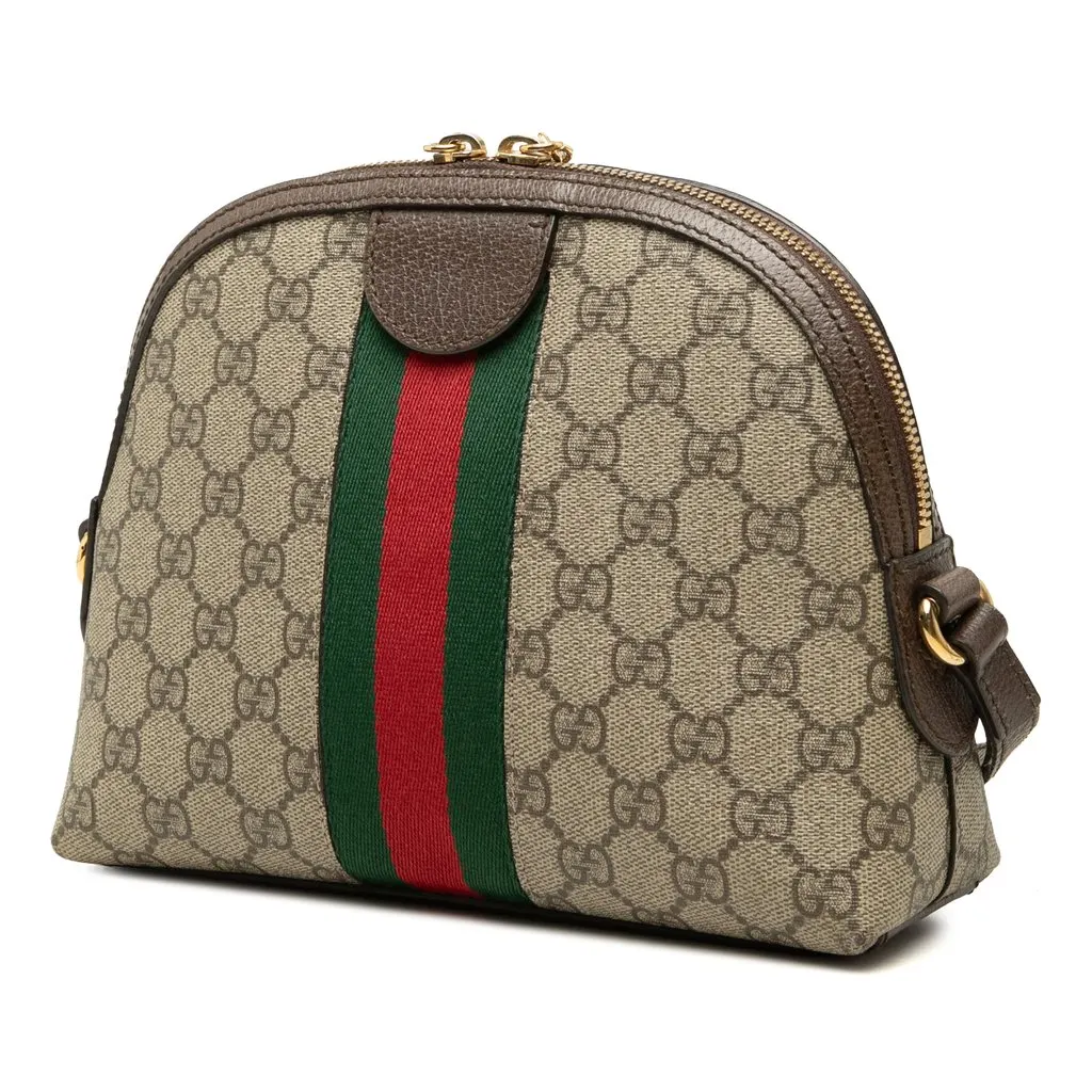 Gucci Small GG Supreme Web Ophidia Dome Crossbody Beige Canvas Good - Back View
