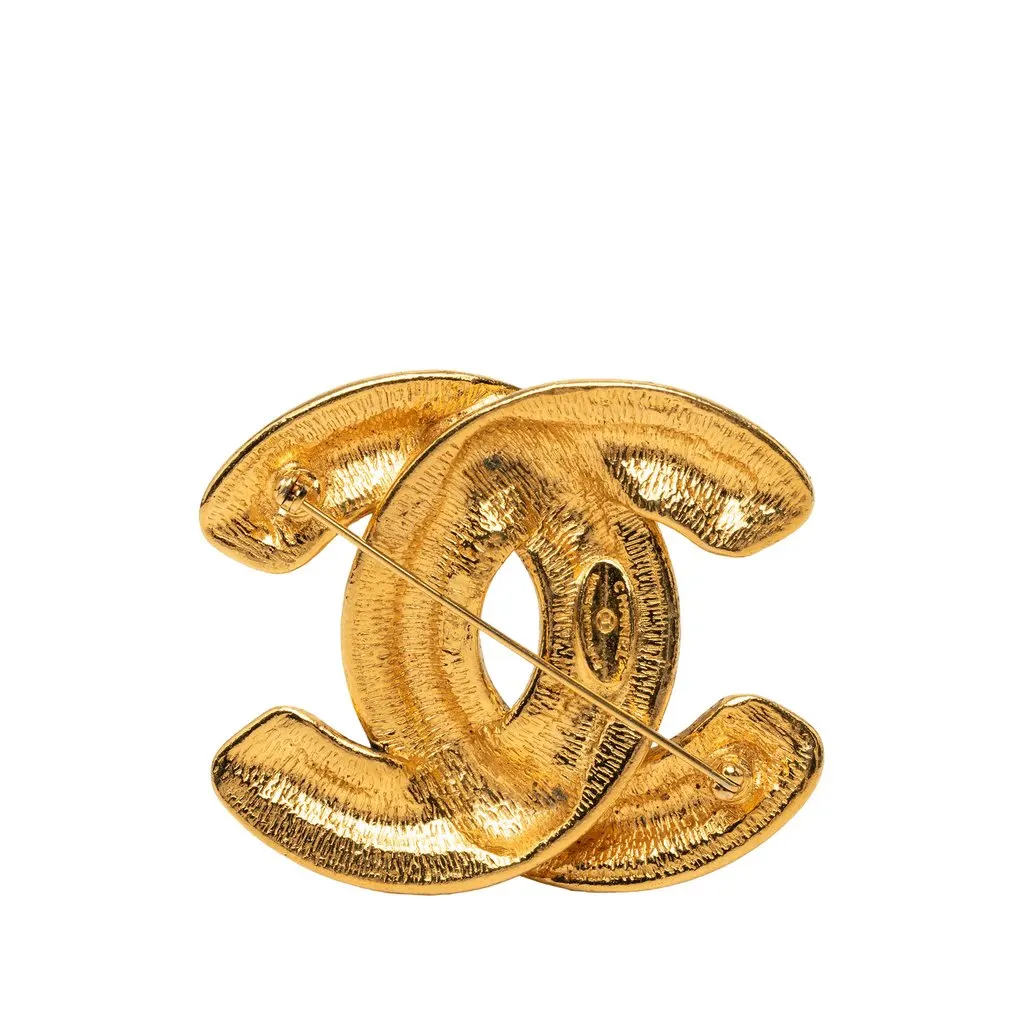 Chanel CC Gold Plated Quilted Brooch Gold Metal Very good - Back View