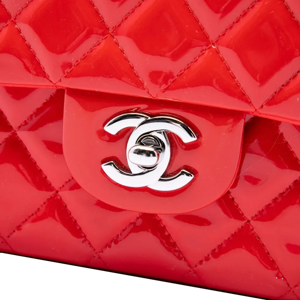 Chanel Medium Classic Patent Double Flap Red Leather Very good - Box View