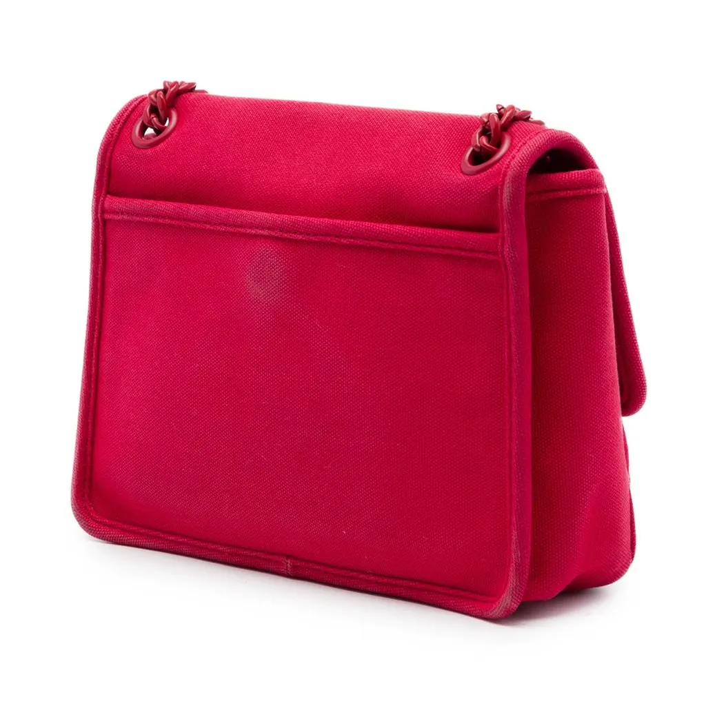 Miu Miu Canvas Canapa Chain Flap Crossbody Pink Very good - Back View