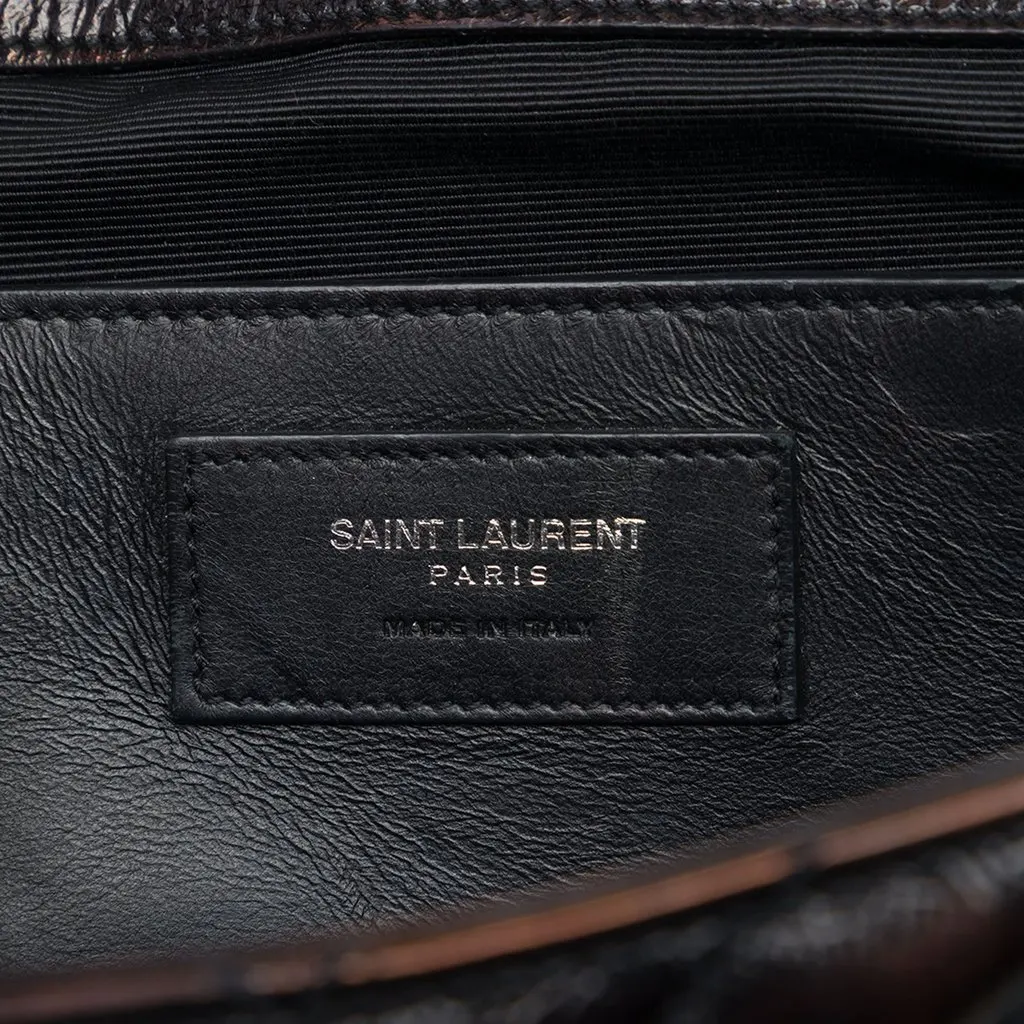 Saint Laurent Medium Chevron Metallic Crinkled Calfskin Punk Chain Bag Black Leather Good - Box View