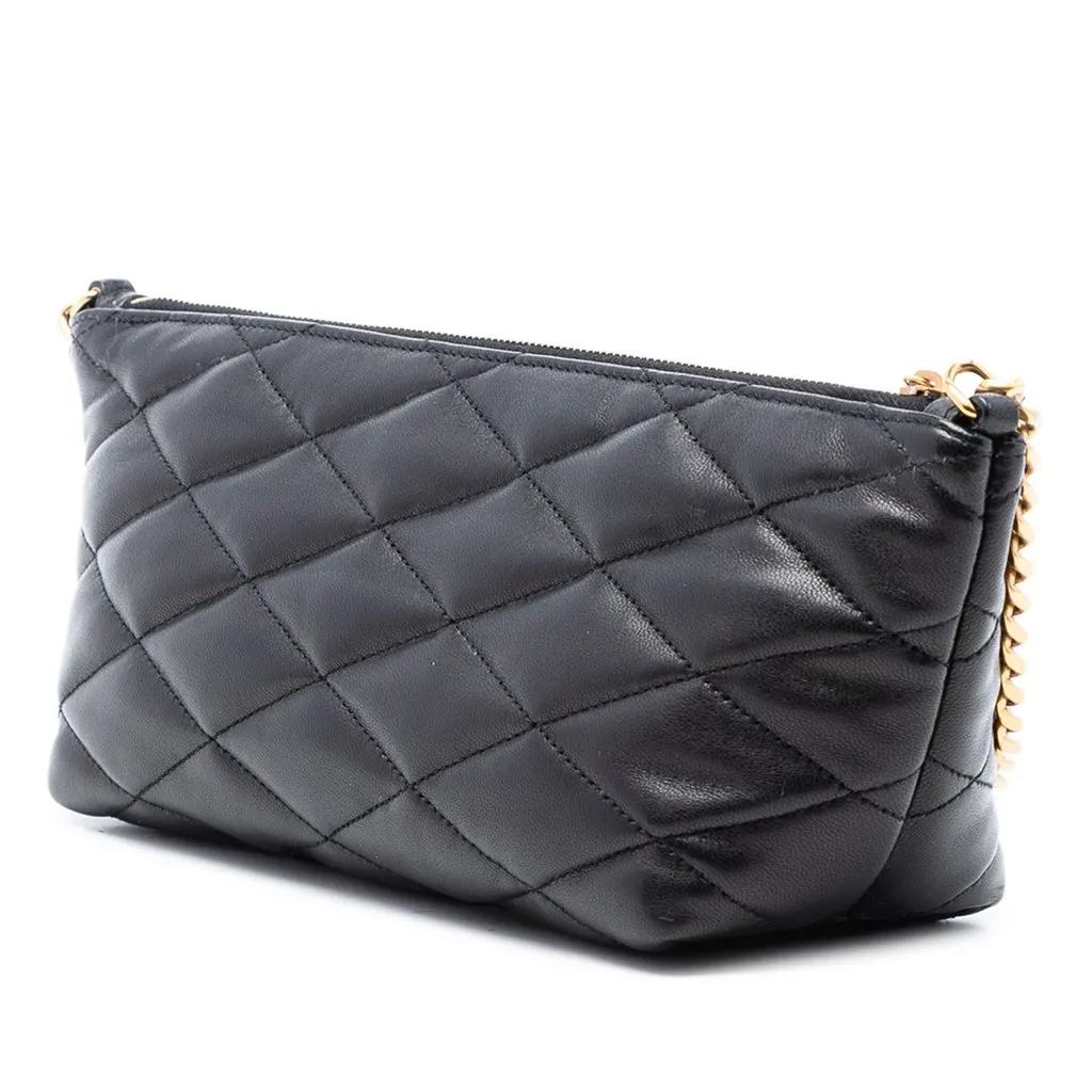 Saint Laurent Mini Quilted Lambskin Sade Shoulder Bag Black Leather Very good - Back View