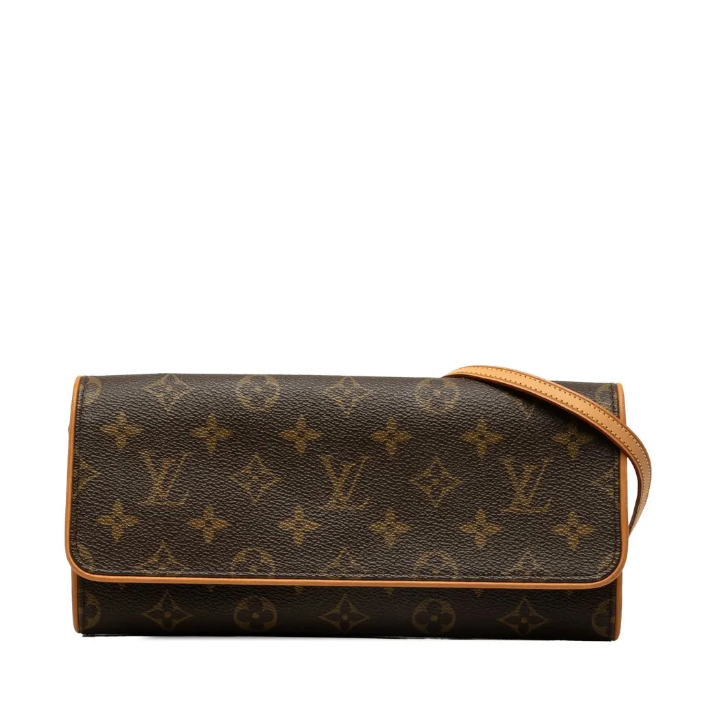 Louis Vuitton Monogram Pochette Twin GM Brown Canvas Good - Front View