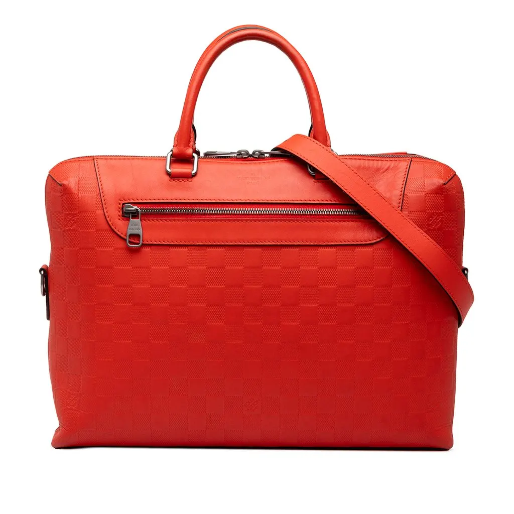 Louis Vuitton Damier Infini Porte Documents Jour Orange Leather Good - Front View