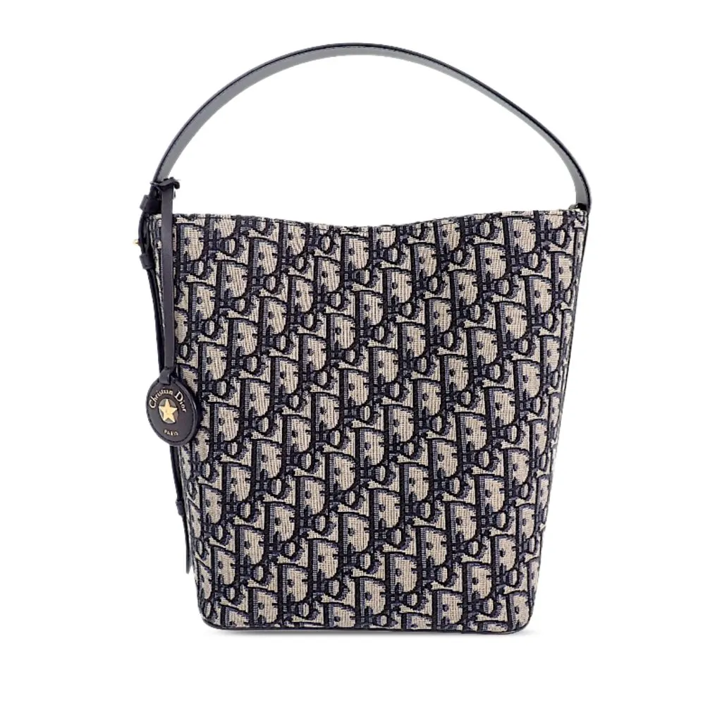 Dior Small Oblique Canvas Diorstar Bucket Bag Blue Canvas Very good - Front View