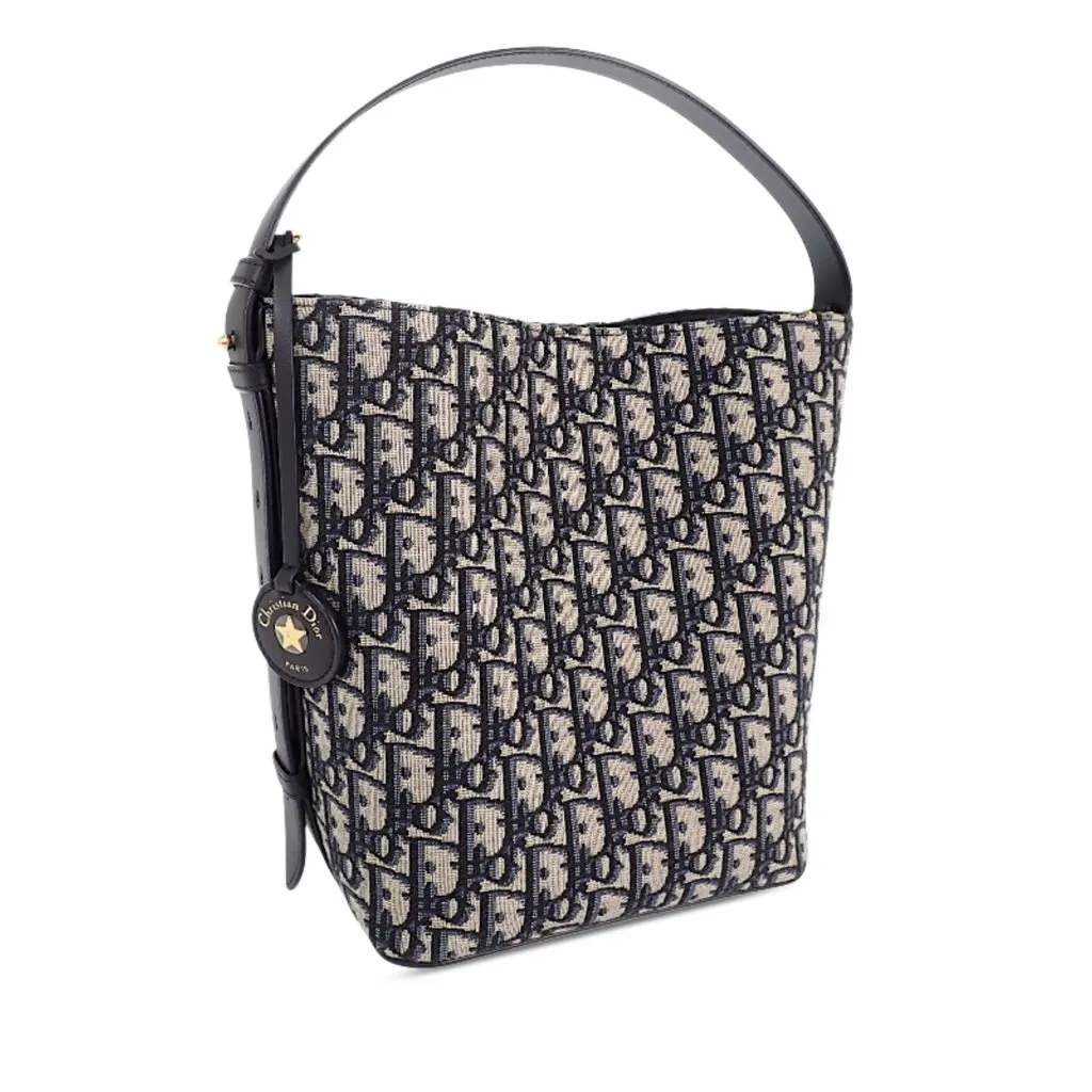 Dior Small Oblique Canvas Diorstar Bucket Bag Blue Canvas Very good - Back View
