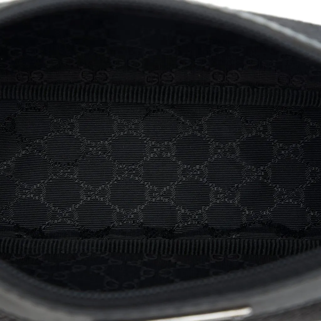 Gucci Denim Web Shoulder Bag Black Denim Very good - Model View