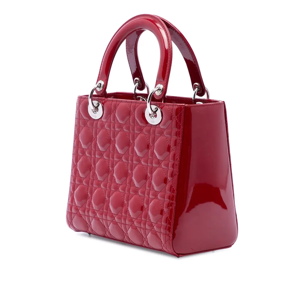 Dior Medium Patent Cannage Lady Dior Red Leather Very good - Back View