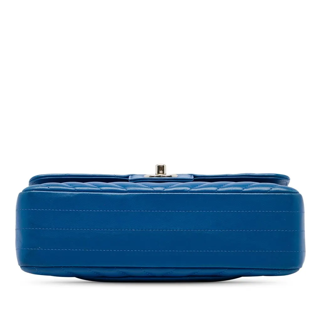 Chanel Small Classic Chevron Lambskin Double Flap Blue Leather Very good - Inside View