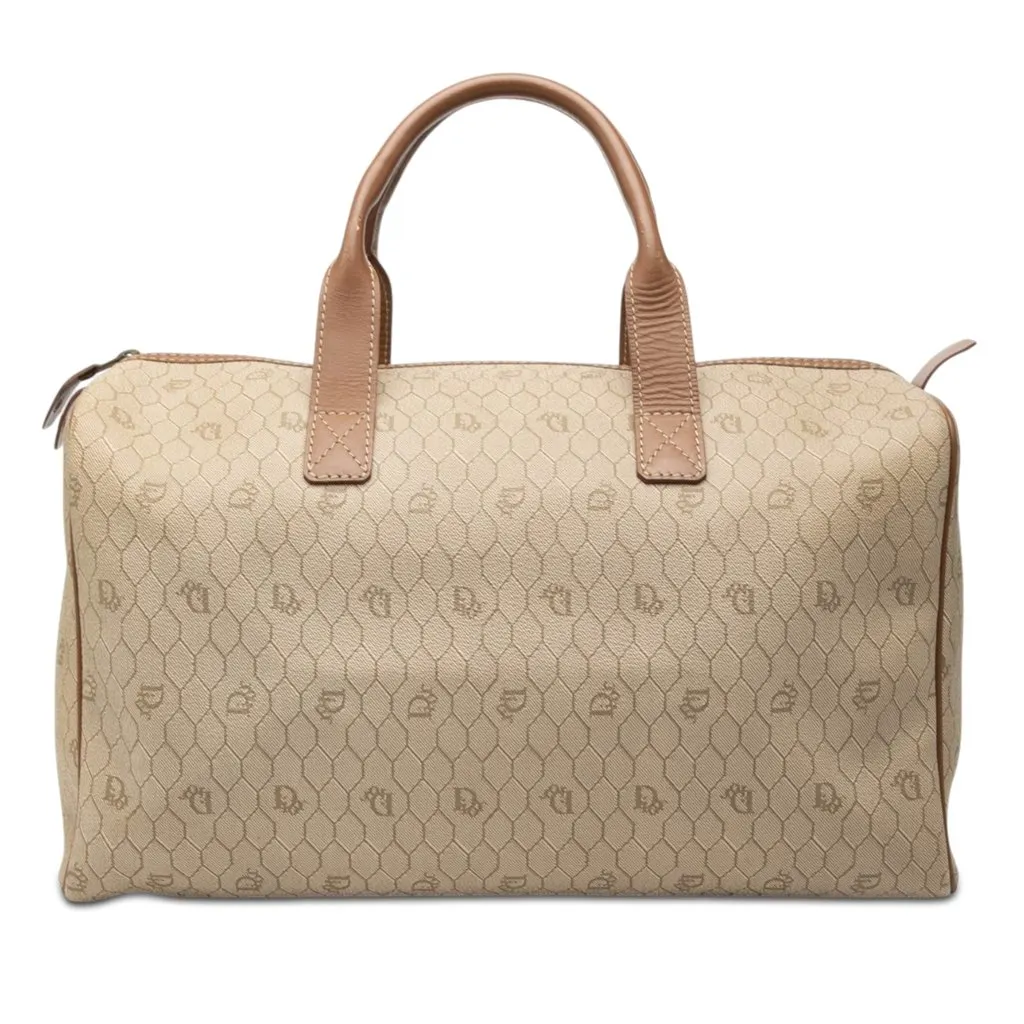 Dior Honeycomb Coated Canvas Boston Bag Beige Very good - Front View