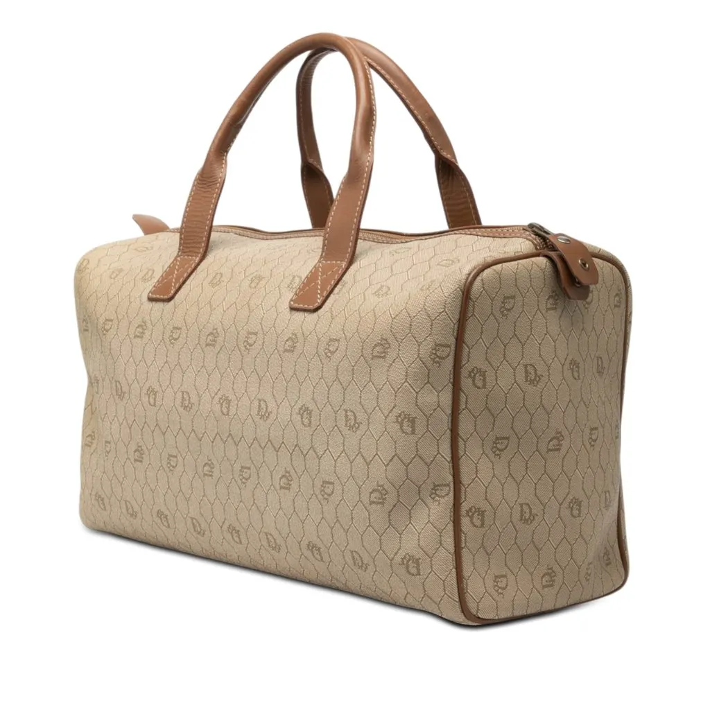 Dior Honeycomb Coated Canvas Boston Bag Beige Very good - Back View