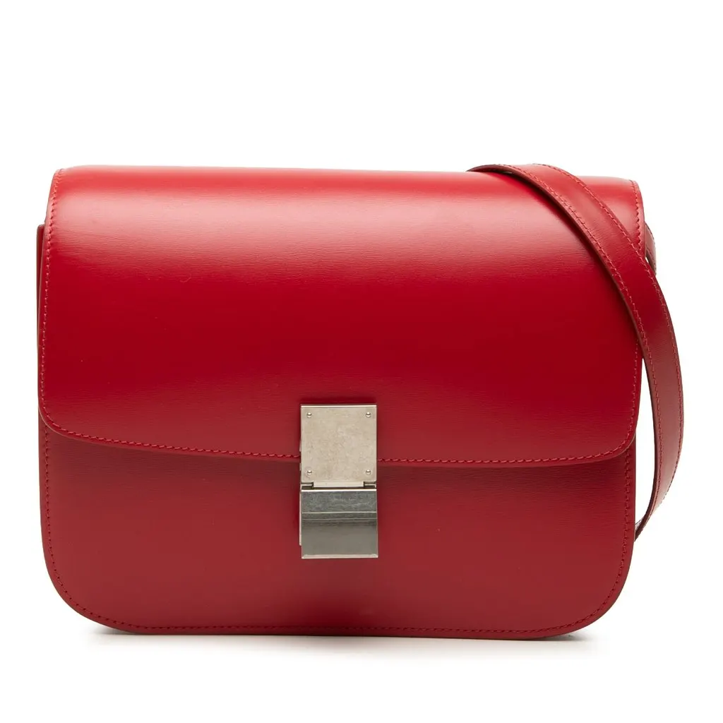 Celine Medium Calfskin Classic Box Red Leather Very good - Front View