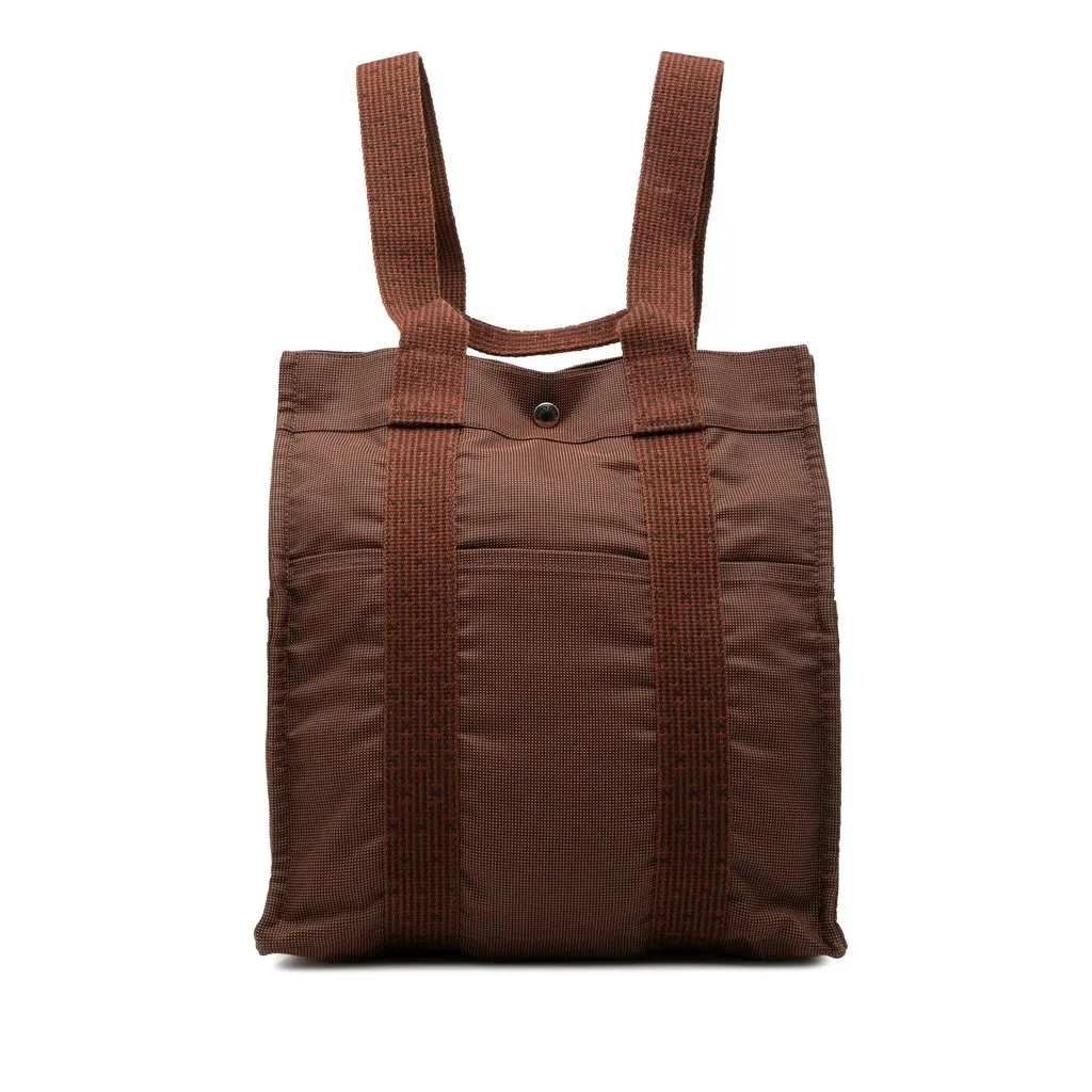 Hermès Canvas Herline Backpack MM Brown Very good - Front View