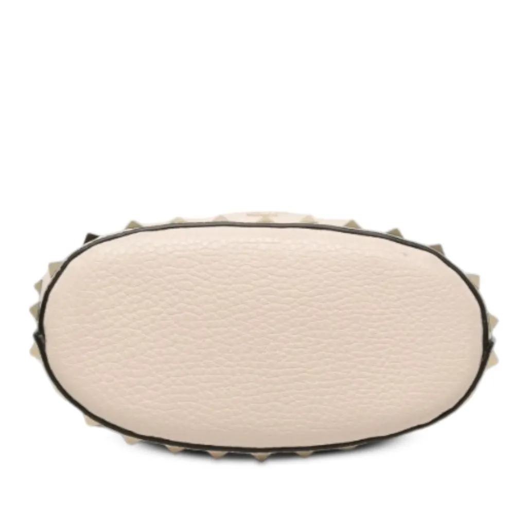Valentino Leather Rockstud Bucket Bag White Leather Very good - Inside View