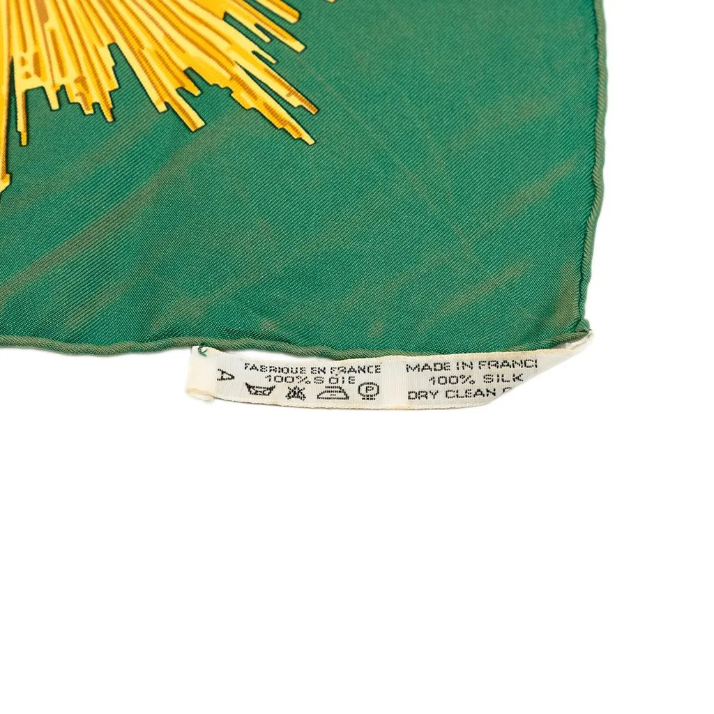 Hermès Voltaire Sanssoucy Silk Scarf 90 Green Good - Back View