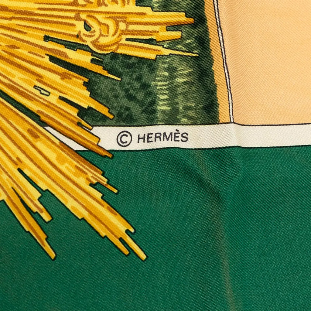 Hermès Voltaire Sanssoucy Silk Scarf 90 Green Good - Model View