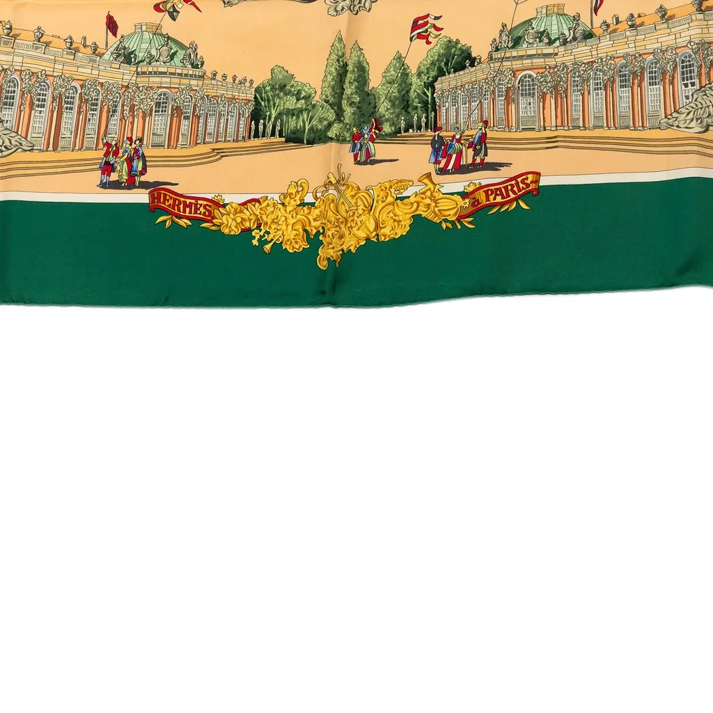 Hermès Voltaire Sanssoucy Silk Scarf 90 Green Good - Box View
