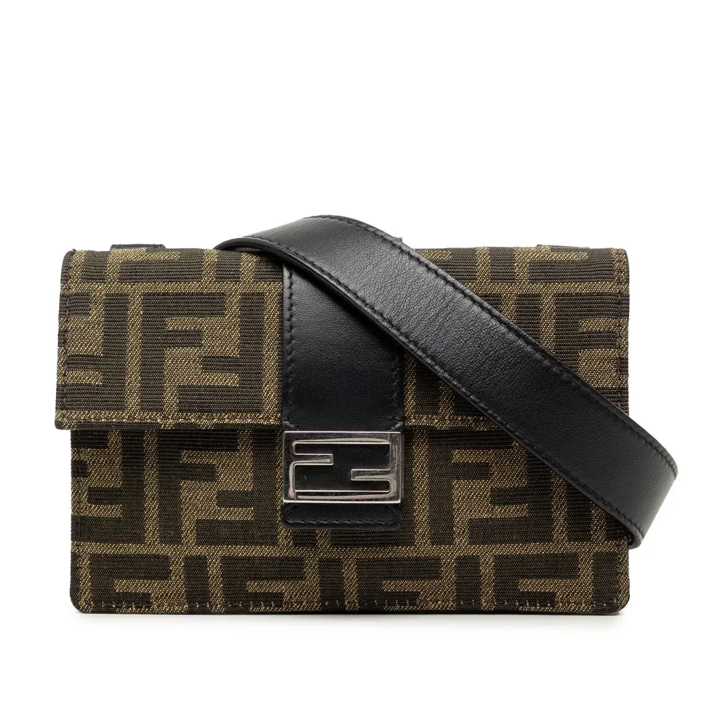 Fendi Zucca Canvas Convertible Baguette Pouch Brown Very good - Front View