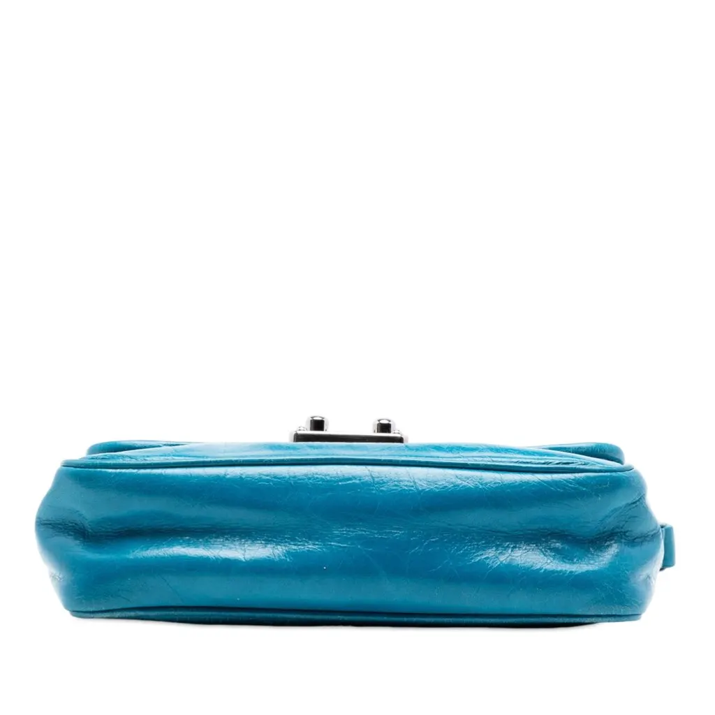 Miu Miu Matelasse Lambskin Flap Crossbody Blue Leather Good - Inside View