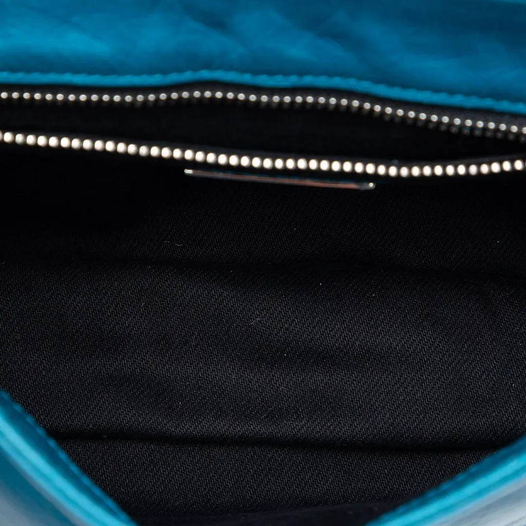 Miu Miu Matelasse Lambskin Flap Crossbody Blue Leather Good - Model View