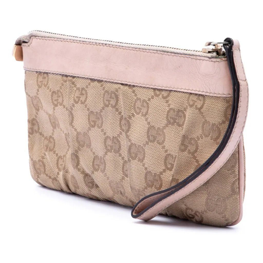 Gucci GG Canvas Abbey D Ring Wristlet Pouch Beige Very good - Back View
