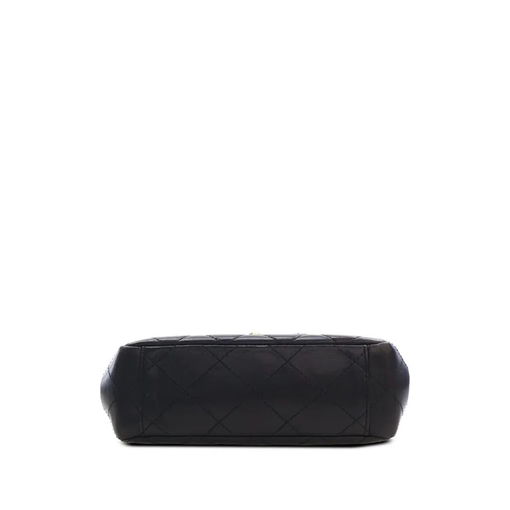 Chanel Quilted Lambskin Top Handle Envelope Flap Black Leather Good - Inside View