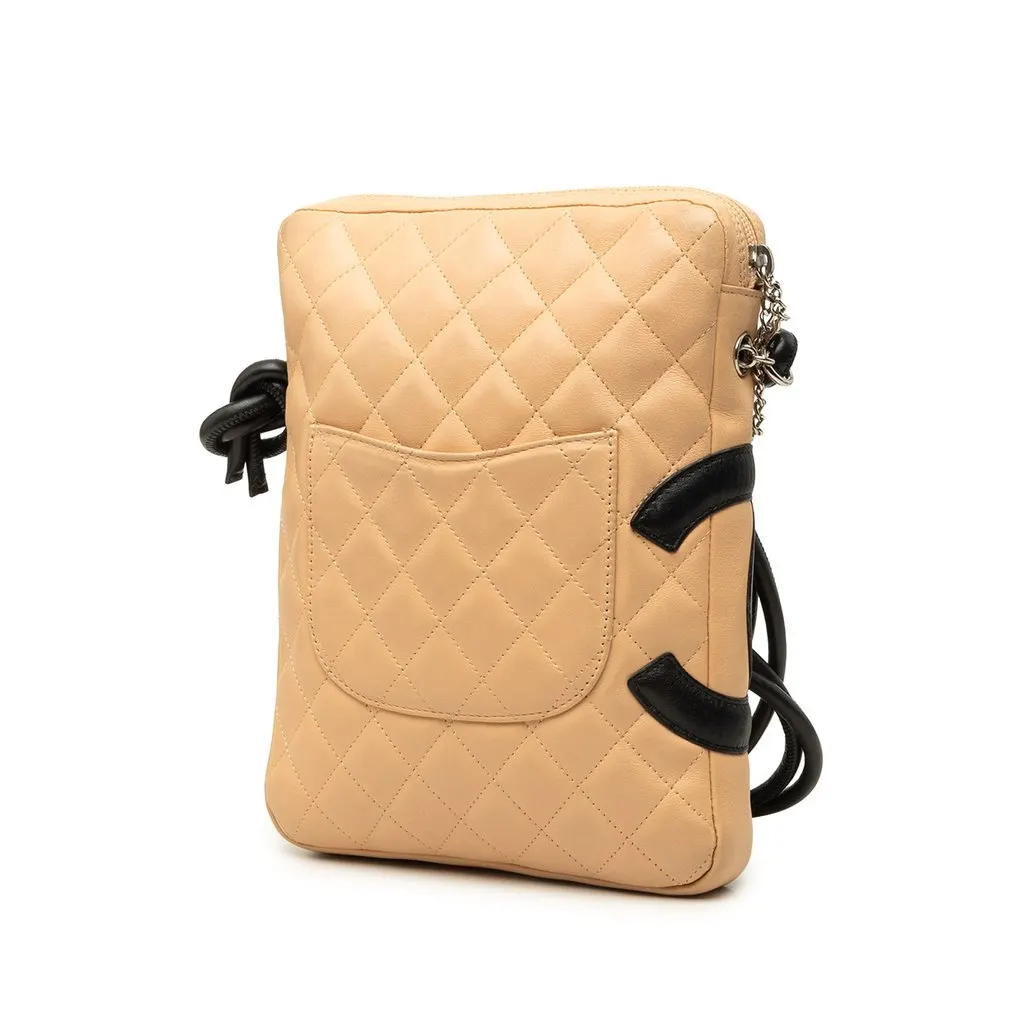 Chanel Lambskin Cambon Ligne Crossbody Beige Leather Good - Back View