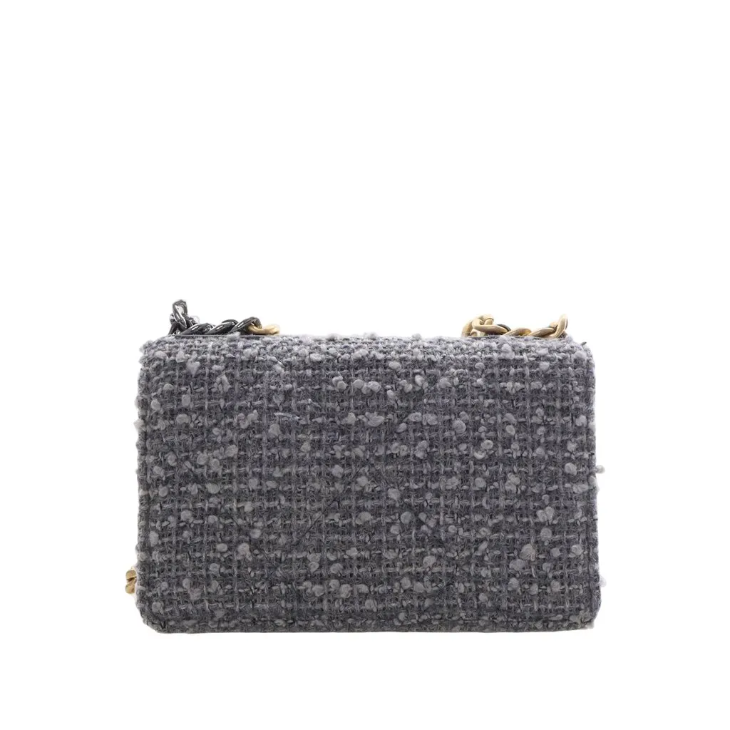 Chanel Tweed 19 Wallet On Chain Grey Very good - Back View