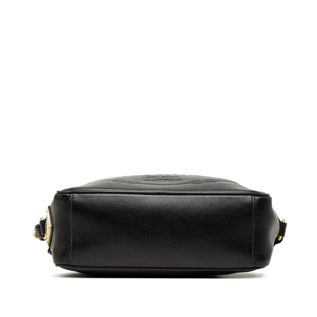 Prada Glace Calfskin Embossed Logo Camera Bag Black Leather Very good - Inside View