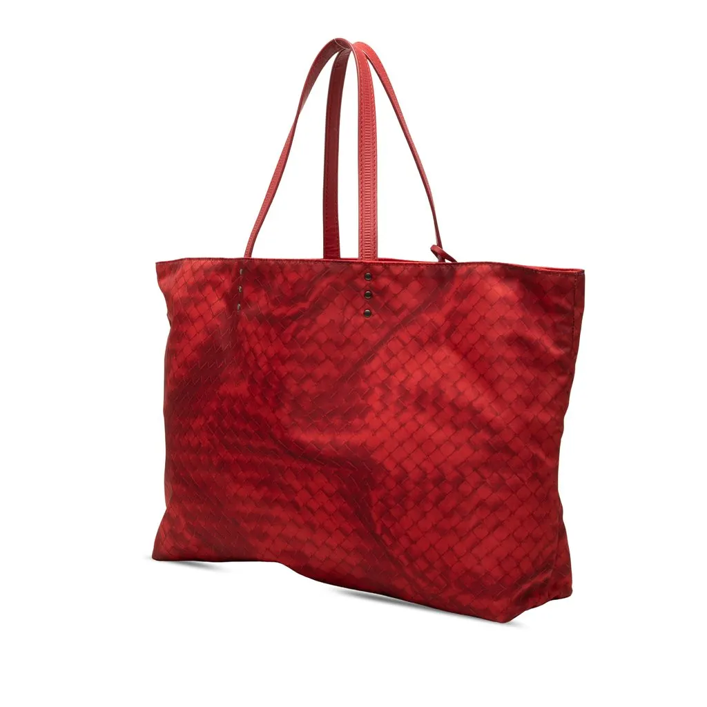 Bottega Veneta Nylon Intrecciolusion Tote Red Polyamide Very good - Back View