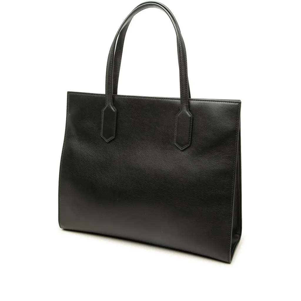 Gucci GG Marmont Calfskin Ribbon Tote Black Leather Good - Back View