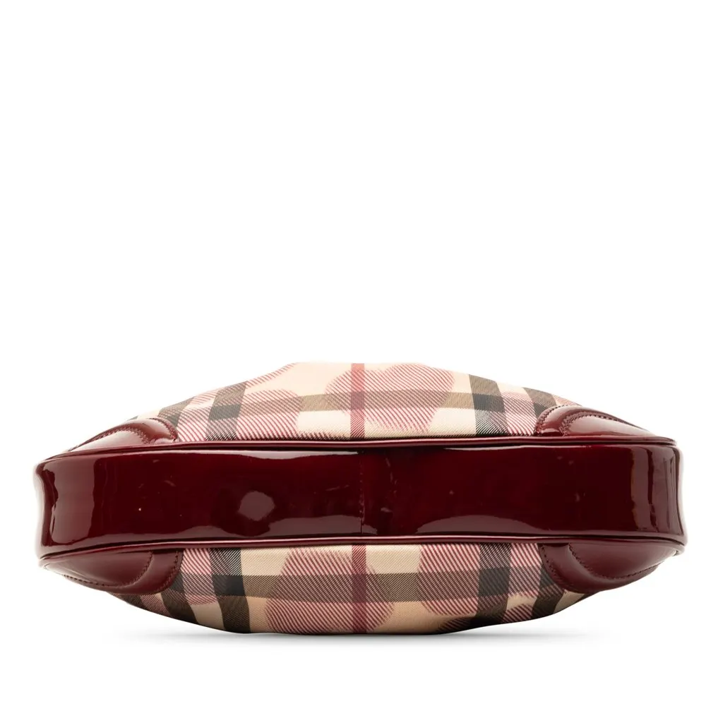 Burberry Small Nova Check Coated Canvas Hearts Hernville Hobo Beige Very good - Inside View