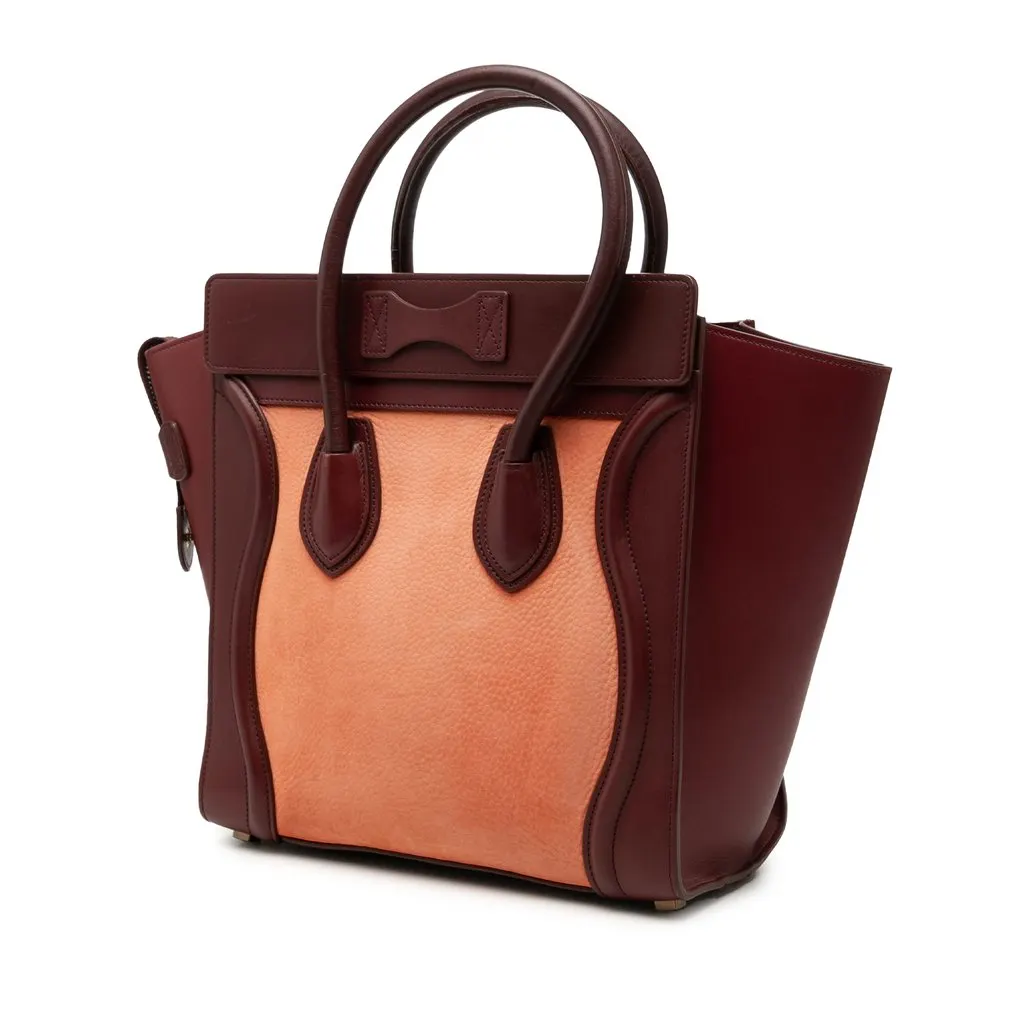 Celine Micro Bicolor Calfskin Luggage Tote Red Leather Very good - Back View