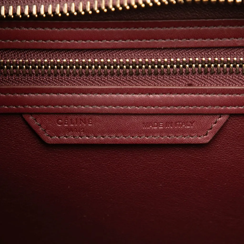 Celine Micro Bicolor Calfskin Luggage Tote Red Leather Very good - Box View