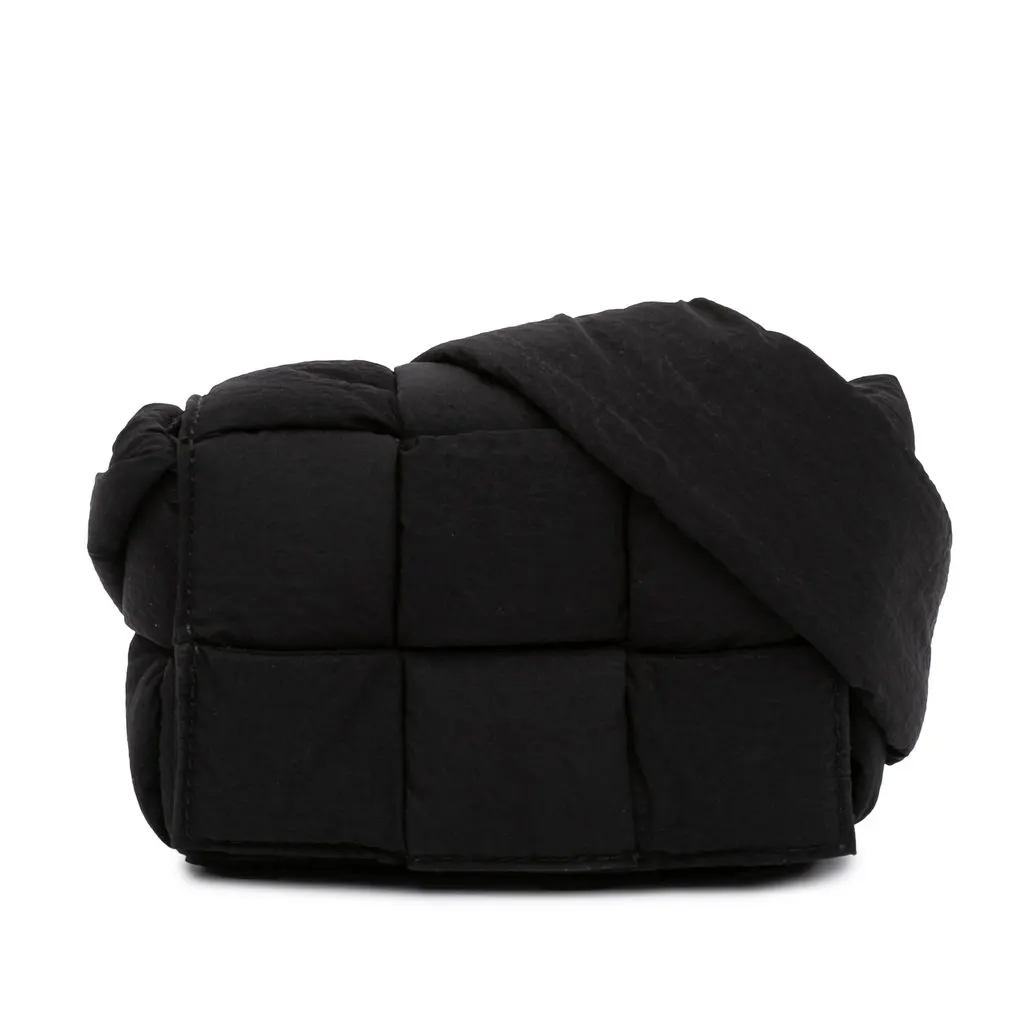 Bottega Veneta Candy Nylon Intrecciato Padded Tech Cassette Crossbody Black Polyamide Very good - Front View