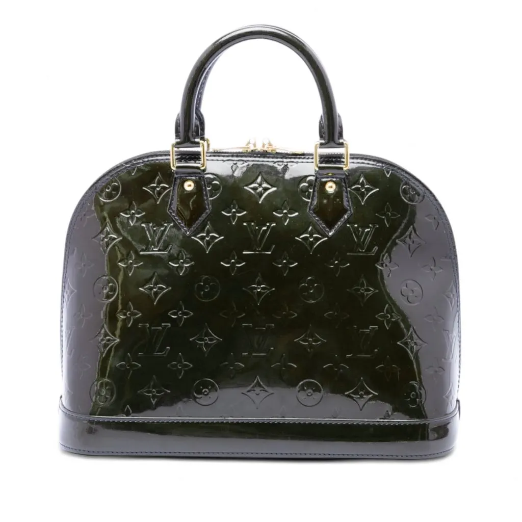 Louis Vuitton Monogram Vernis Alma PM Green Leather Very good - Front View