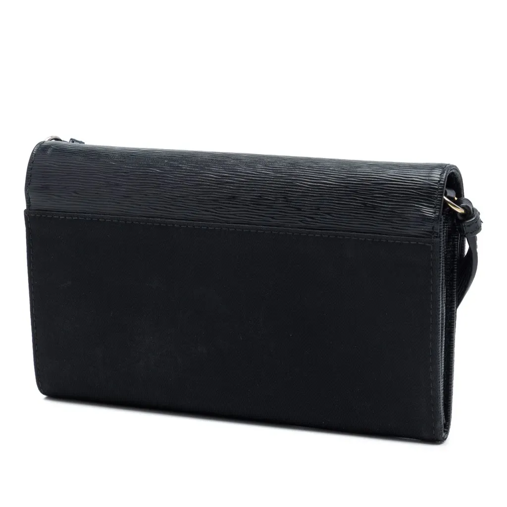 Prada Vitello Move and Tessuto Wallet On Strap Black Polyamide Very good - Back View