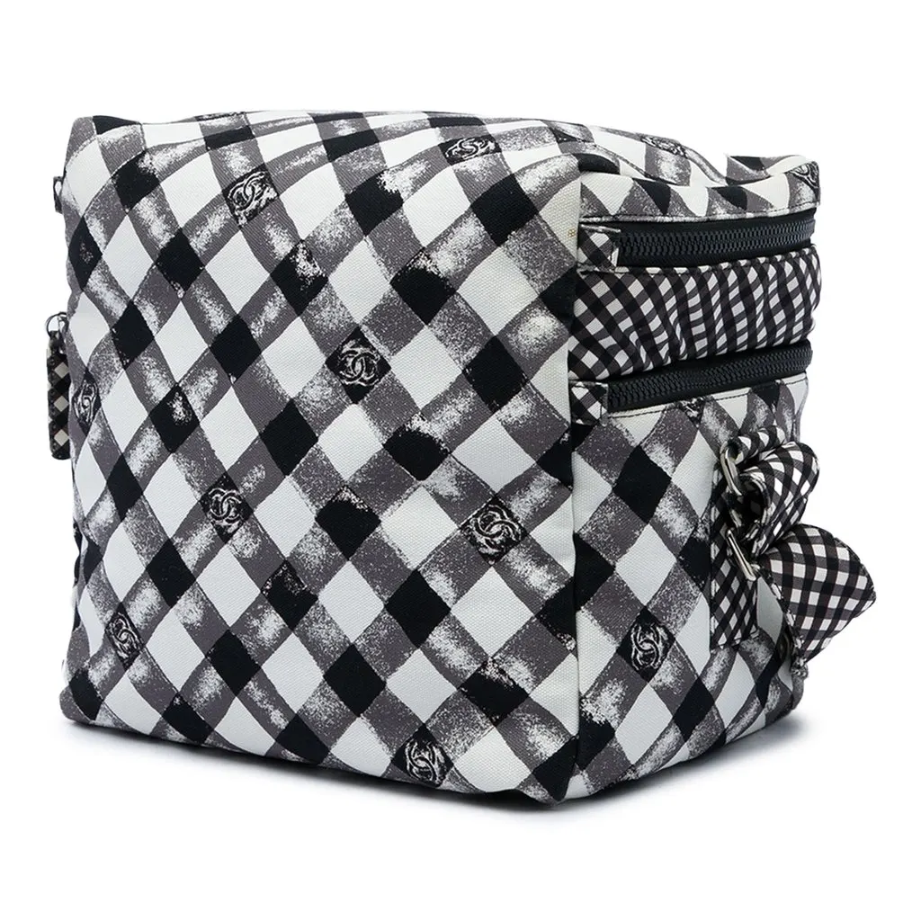 Chanel CC Canvas Gingham Lunch Box Shoulder Bag Black Canvas Very good - Back View