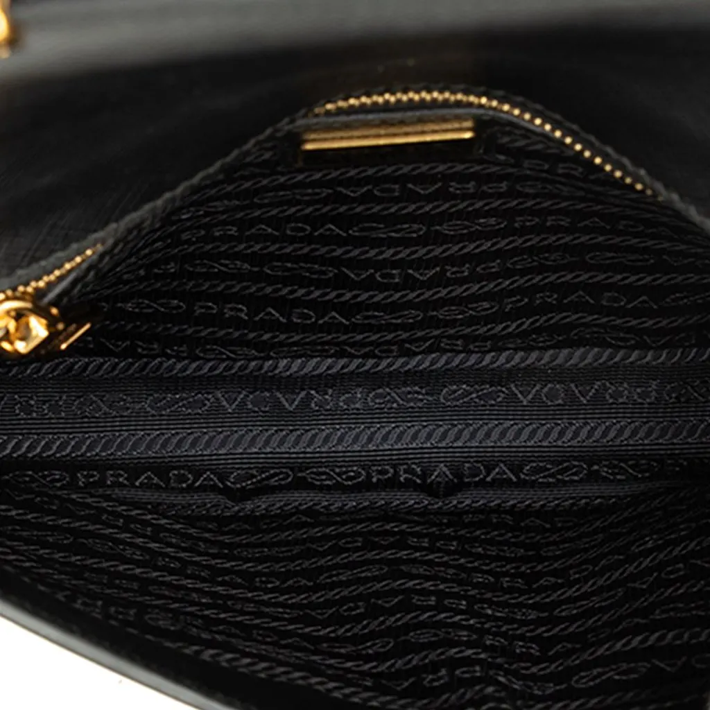 Prada Saffiano Push Lock Crossbody Black Leather Good - Model View