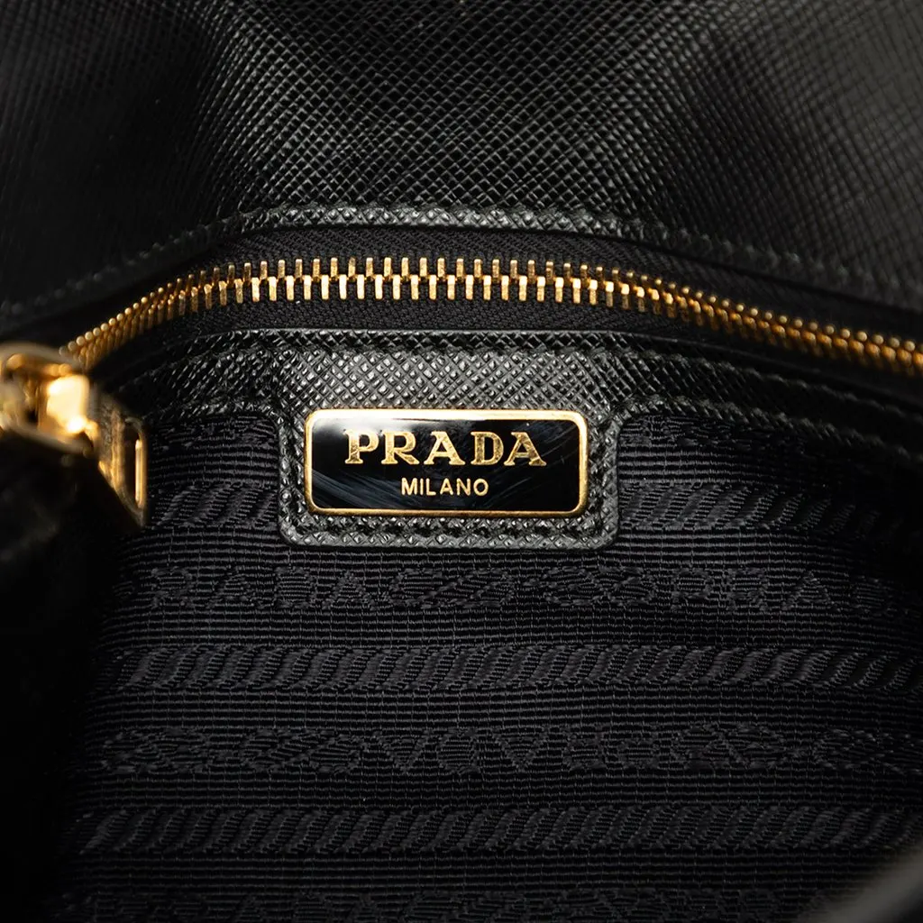 Prada Saffiano Push Lock Crossbody Black Leather Good - Box View