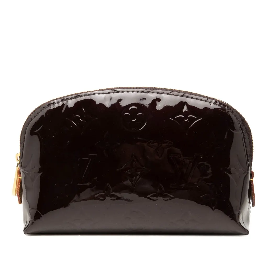 Louis Vuitton Monogram Vernis Cosmetic Pouch Purple Leather Good - Front View