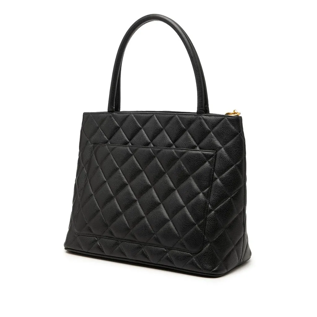 Chanel Caviar Medallion Tote Black Leather Very good - Back View