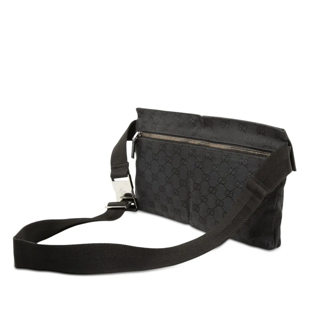 Gucci GG Canvas Double Pocket Belt Bag Black Very good - Back View
