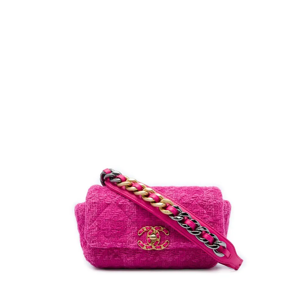 Chanel Tweed 19 Belt Bag Pink Tweed Very good - Front View
